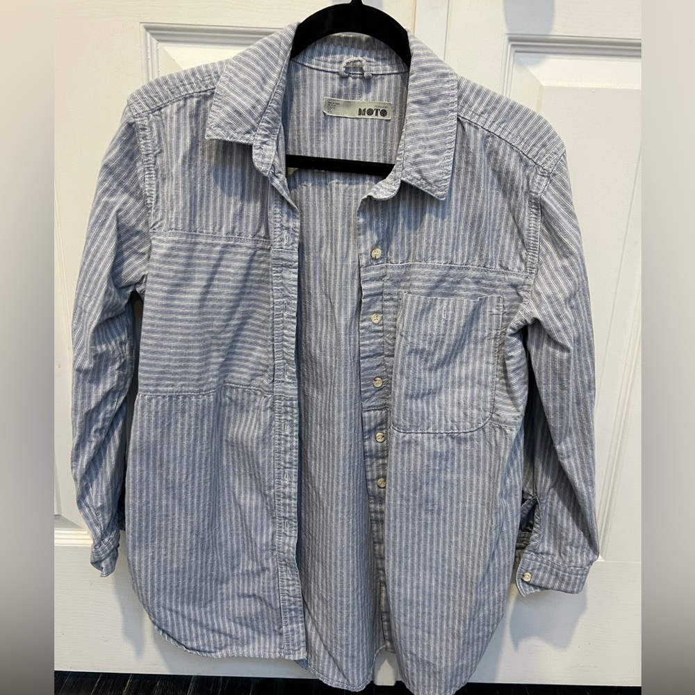 Topshop denim striped shacket. US 6